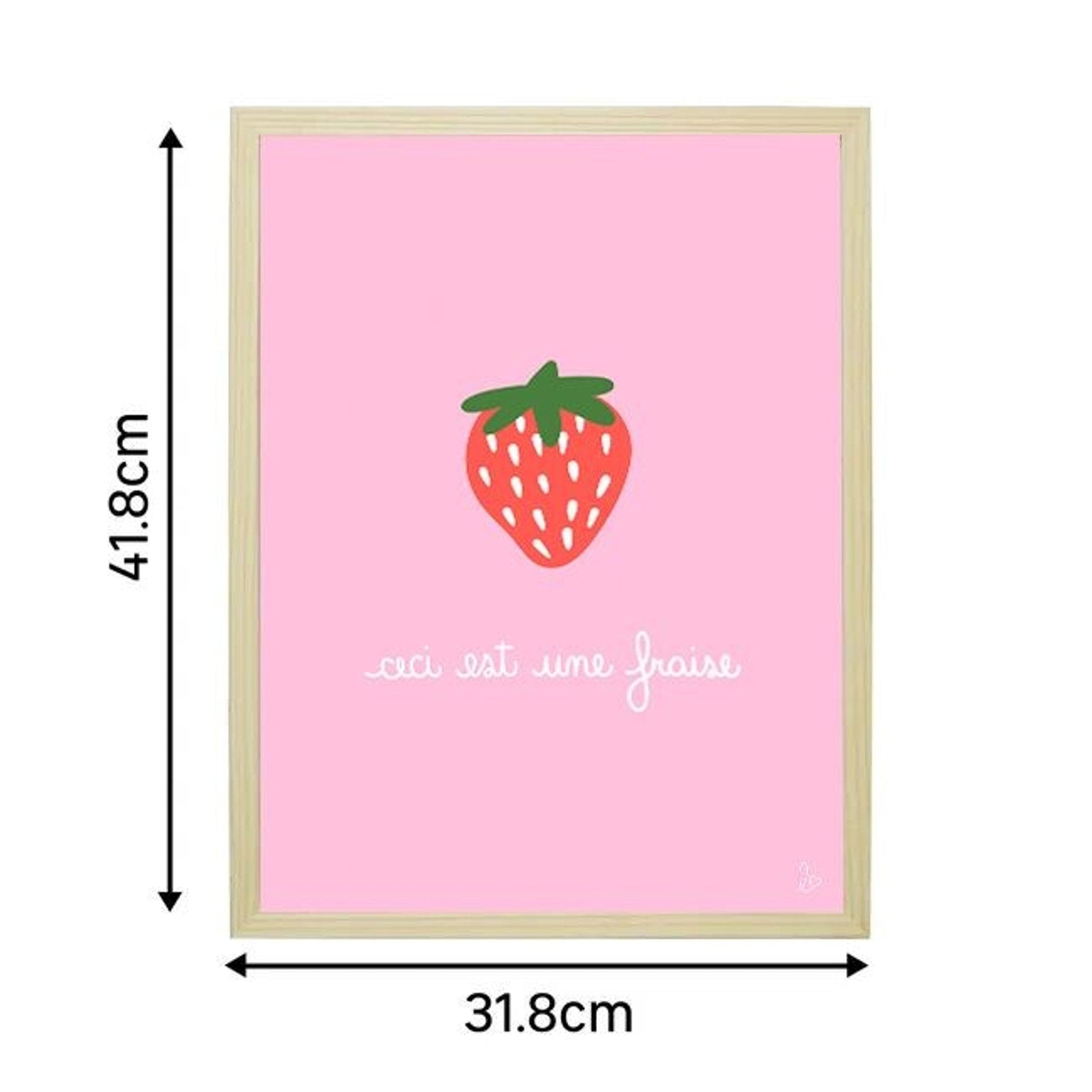 AFFICHE DÉCO TENDANCE "FRAISES" GIRLY ROSE - Illustration fait main - Lili Margaret