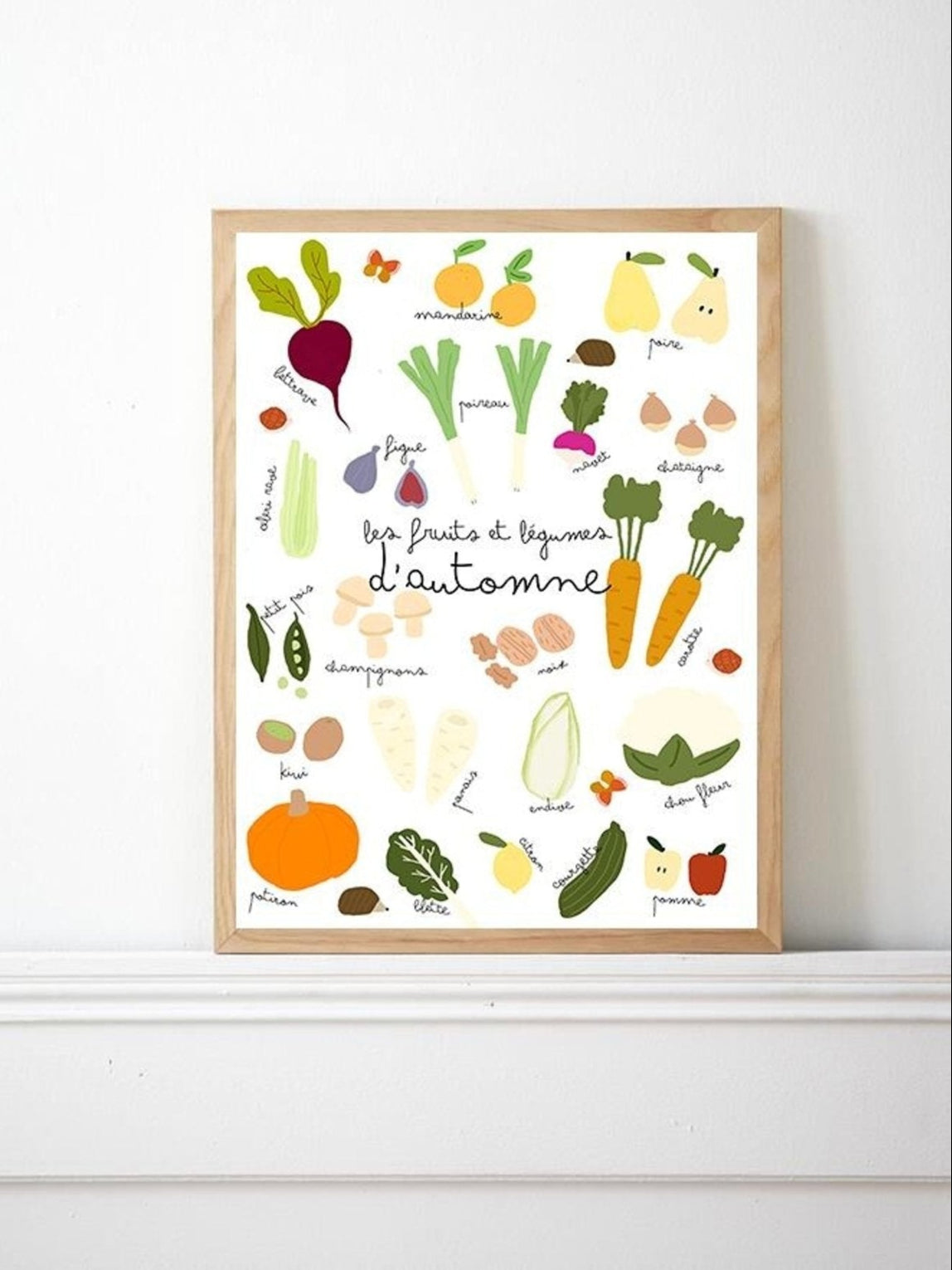 AFFICHE FRUITS ET LÉGUMES DE SAISON – ILLUSTRATION COLORÉE le papier graphique - Lili Margaret