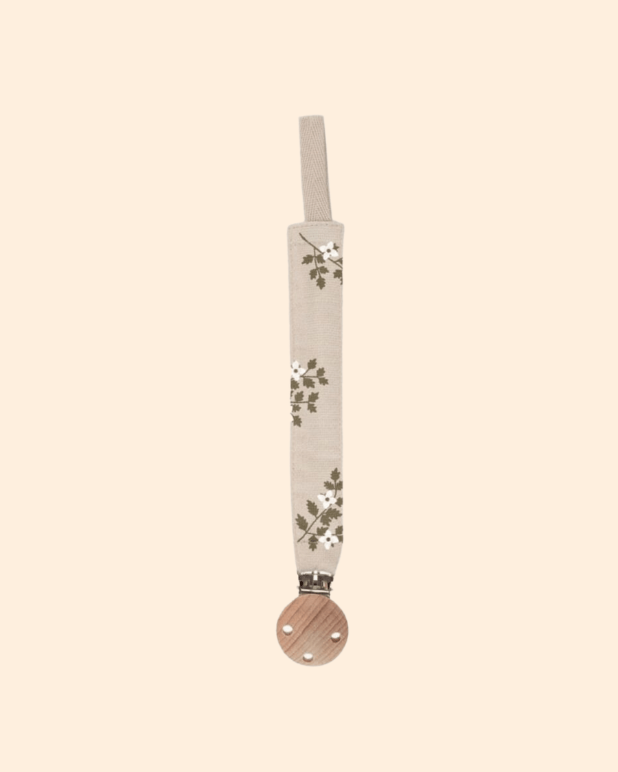 Attache tétine tissu holly flowers en coton