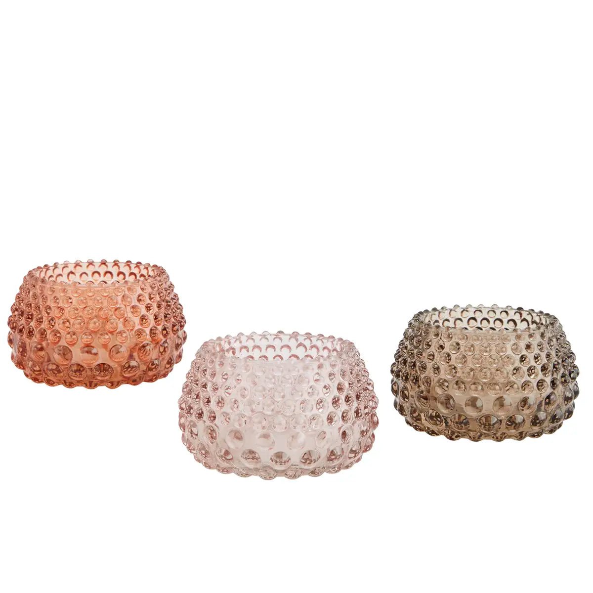 Bougeoir en verre teinté (orange, rose & fumé) - Madam Stoltz