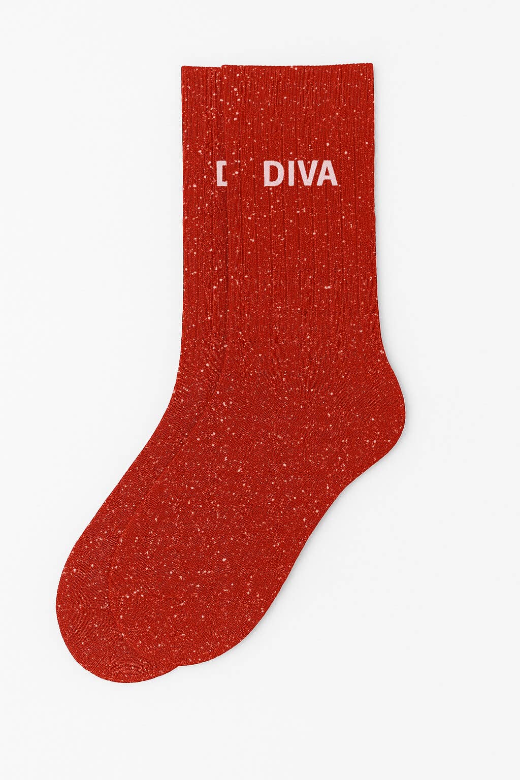 Chaussettes à paillettes à message "Diva" - Rouge