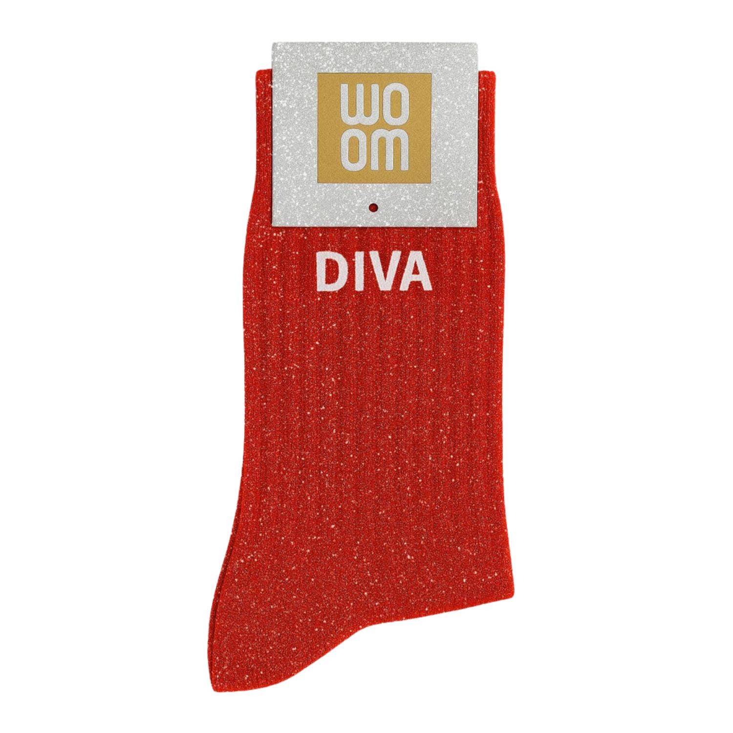 Chaussettes à paillettes à message "Diva" - Rouge