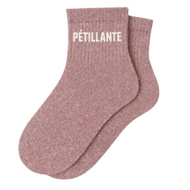 Chaussettes à paillettes "Pétillante" - Rose Gold