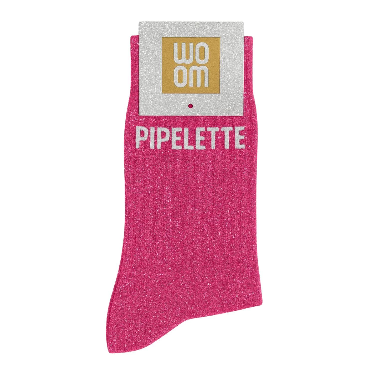 Chaussettes à paillettes "Pipelette" - Fuschia
