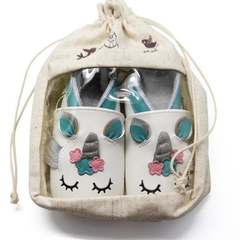CHAUSSONS BÉBÉ et ENFANT EN CUIR SOUPLE LICORNE - Lait et Miel - Lili Margaret