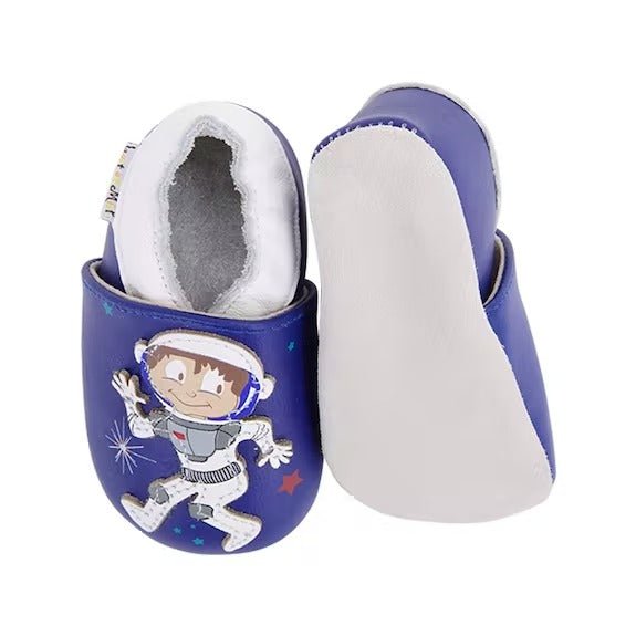 CHAUSSONS BÉBÉ et ENFANT EN CUIR SOUPLE SPATIONAUTE - Lait et Miel - Lili Margaret