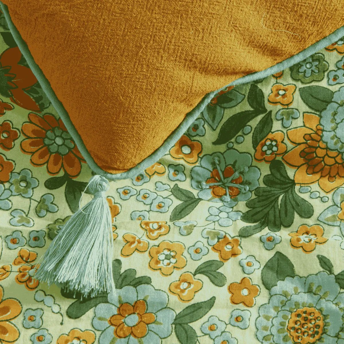 COURTEPOINTE BOUTIS IMPRIMÉ FLEURS AMAIA LIME - Bonheur du Jour - Lili Margaret