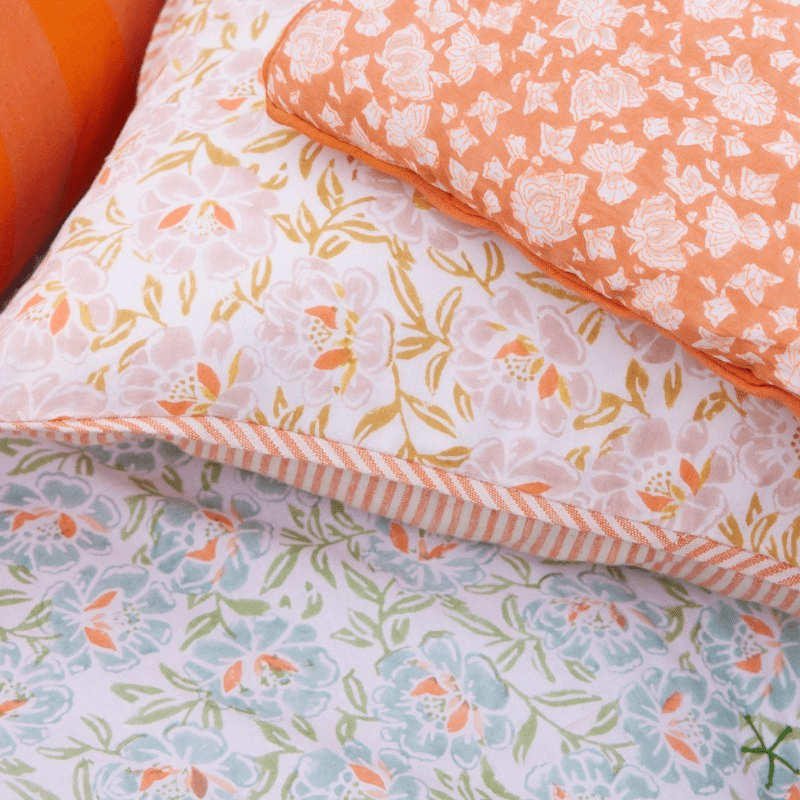 Courtepointe boutis imprimé fleurs Arushi Pumpkin - bonheur du jour - Lili Margaret