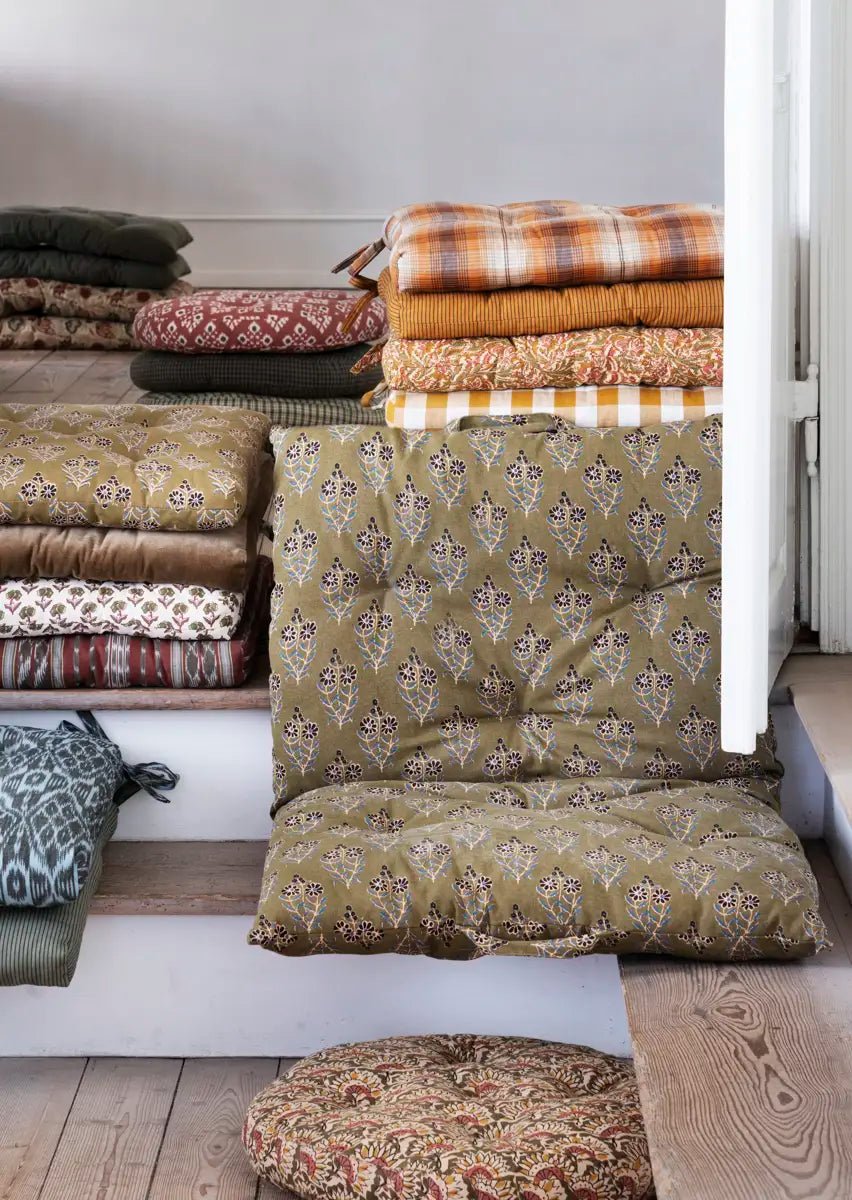 Coussin de chaise en coton à carreaux - Madam Stoltz