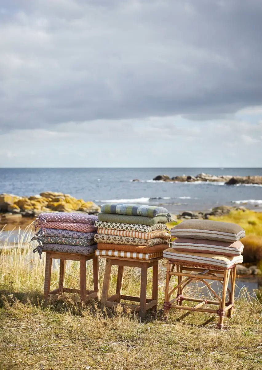 Coussin de chaise en coton à carreaux - Madam Stoltz