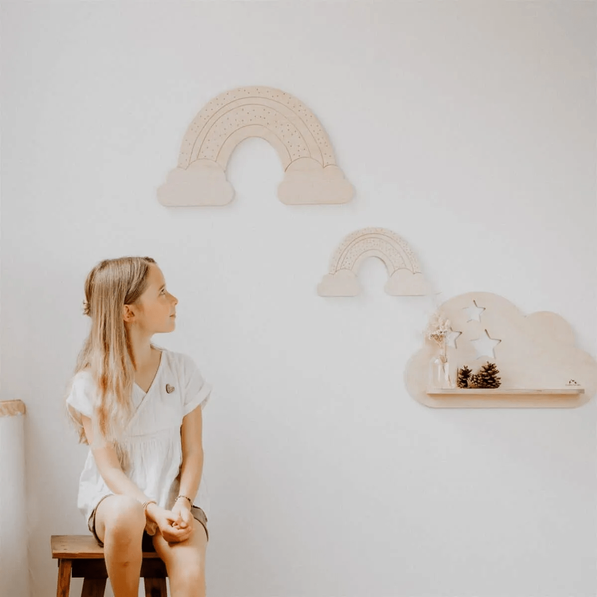 DÉCORATION MURALE EN BOIS ARC - EN - CIEL - Les petites hirondelles - Lili Margaret