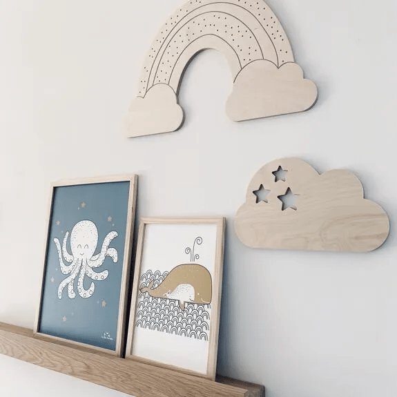 DÉCORATION MURALE EN BOIS NUAGE ETOILÉ - Les petites hirondelles - Lili Margaret