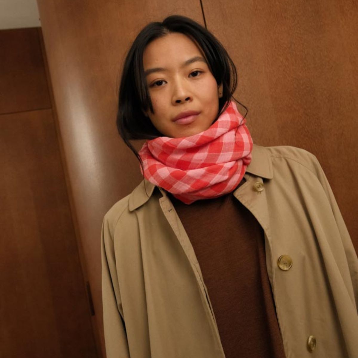 Foulard vichy Rouge/Rose - Rose in april - Lili Margaret