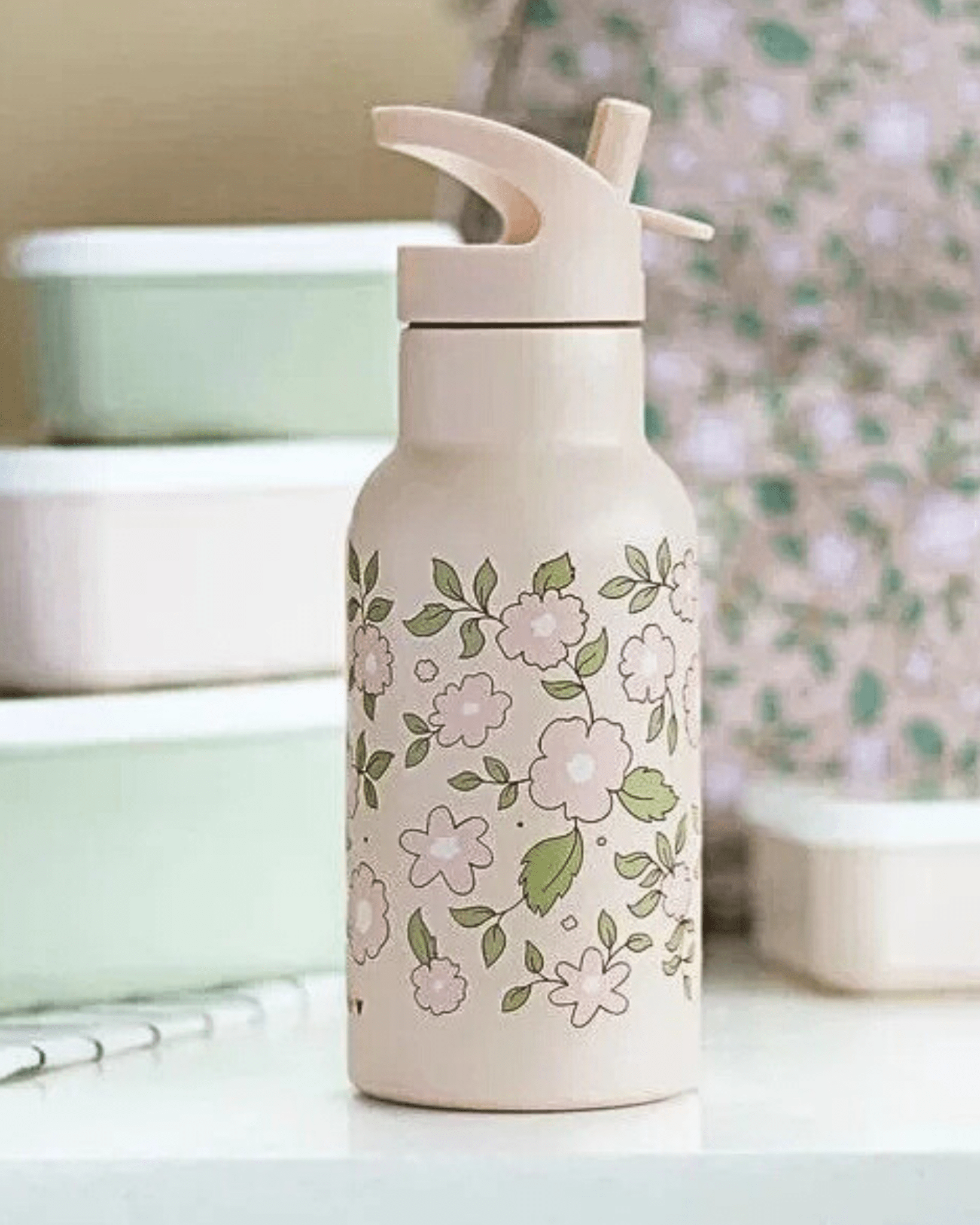 GOURDE ENFANT ISOTHERME FLEURS ROSES - A Little Lovely Company - Lili Margaret