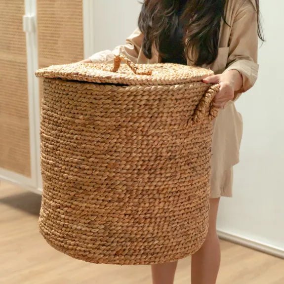 GRAND PANIER À LINGE EN JACINTHE D&