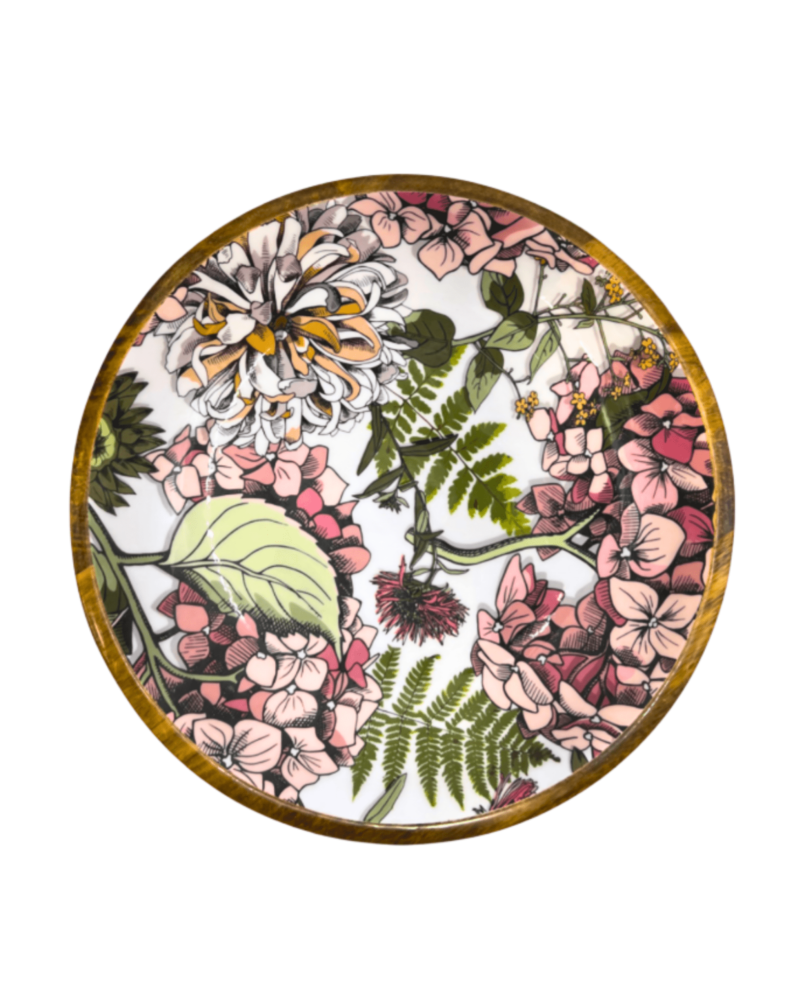 Grand plat de présentation bois de manguier pink hydrangea - by room - Lili Margaret