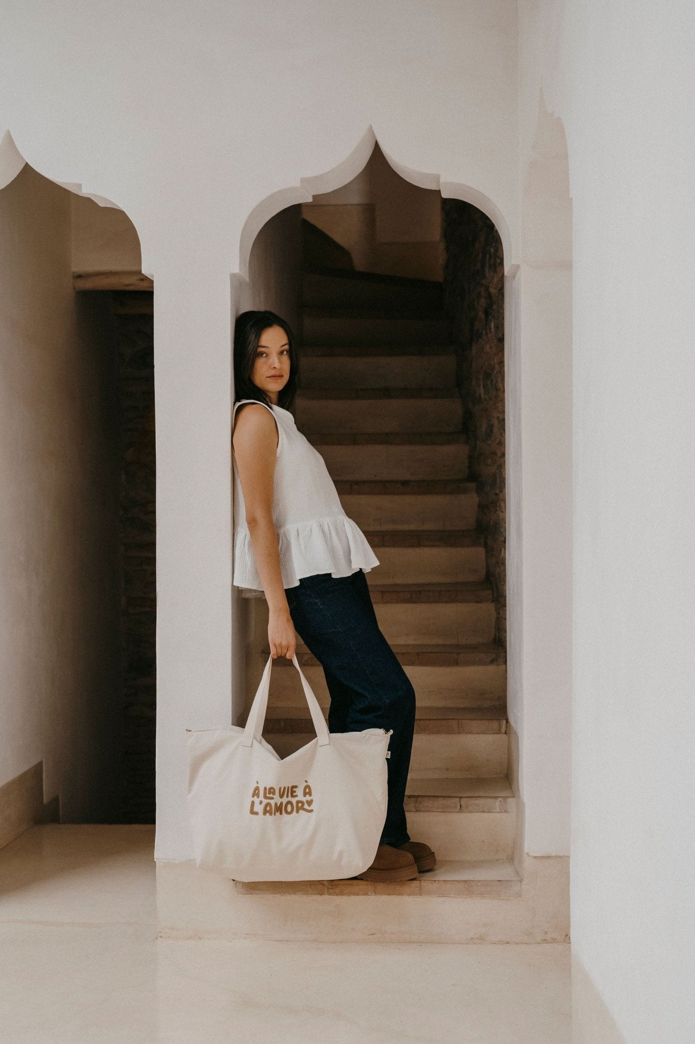 Grand sac cabas en coton A la vie à l&