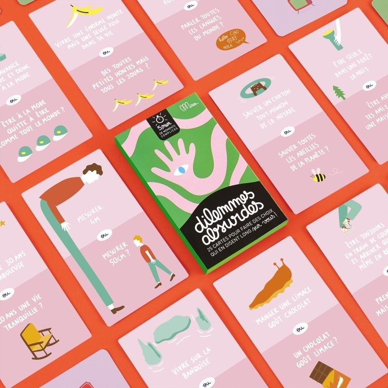 JEU DE DISCUSSION ENTRE AMIS ET EN FAMILLE "DILEMMES ABSURDES" - Minus Editions - Lili Margaret