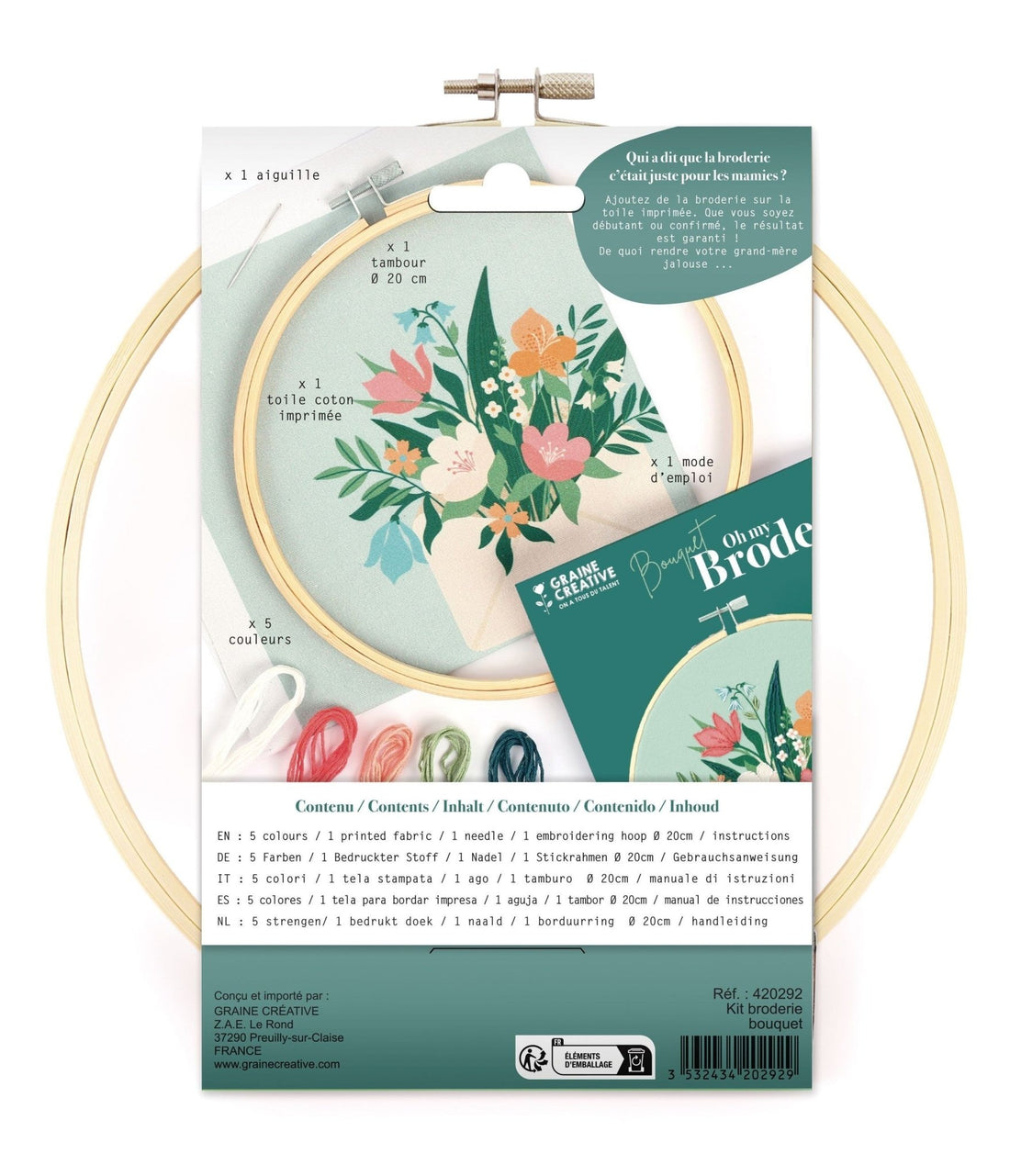 KIT DE BRODERIE FLEURS FACILE Ø20CM - Lili Margaret