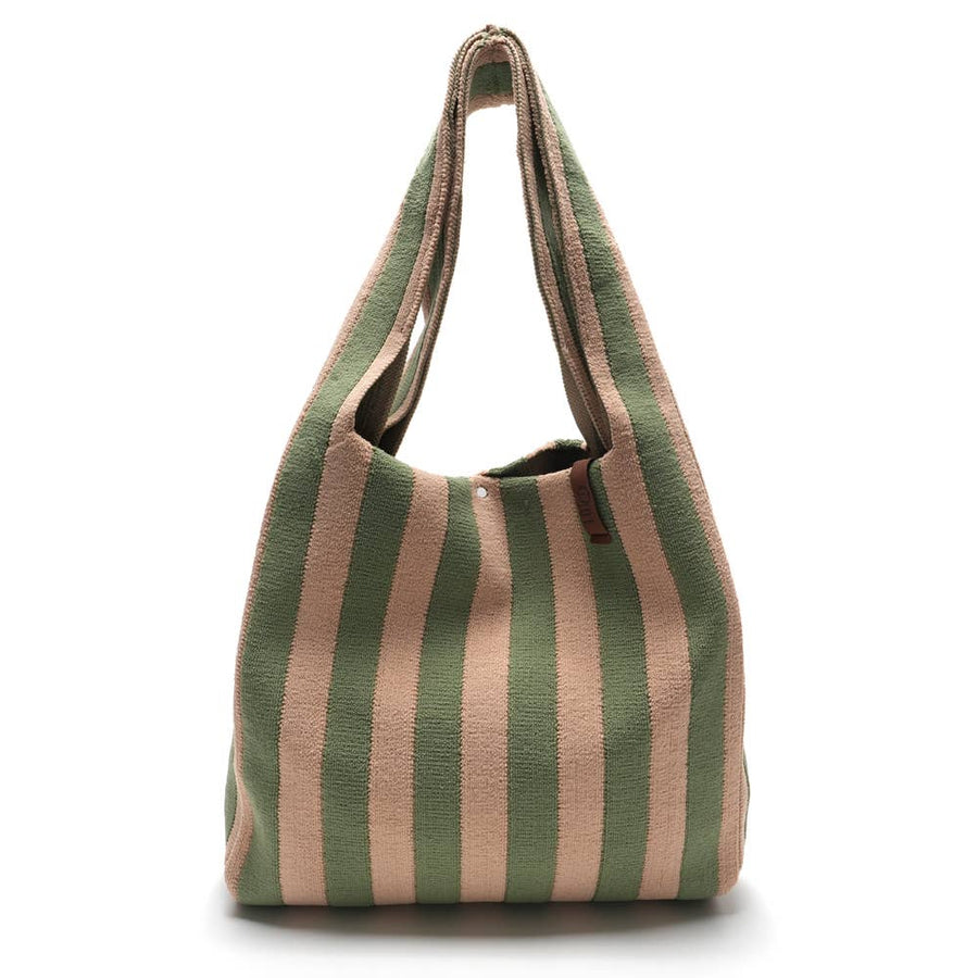 Sac cabas en tricot Lois rayé kaki