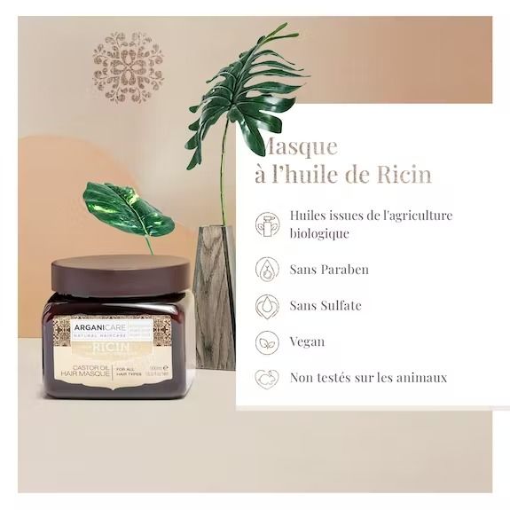 MASQUE CHEVEUX RENFORÇATEUR RICIN - Arganicare - Lili Margaret