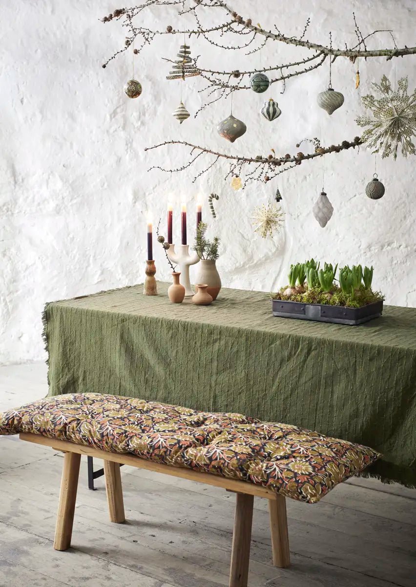 NAPPE À CARREAUX EN COTON OLIVE ET FIL DORÉ - Madam Stoltz - Lili Margaret