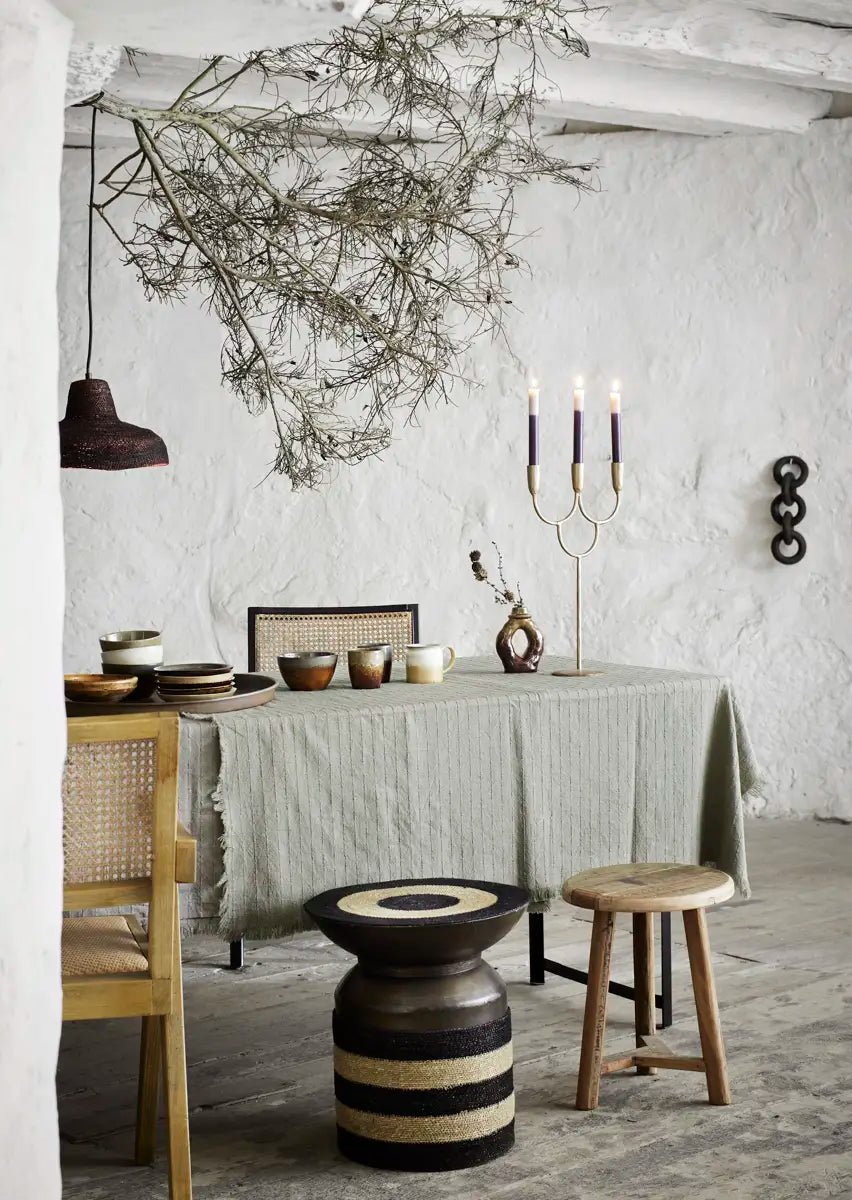 NAPPE À CARREAUX EN COTON OLIVE ET FIL DORÉ - Madam Stoltz - Lili Margaret