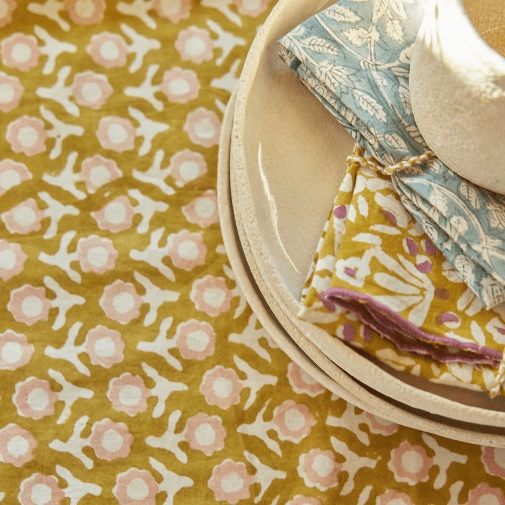Nappe fleurs indiennes Isha olive - Bonheur du Jour - Lili Margaret
