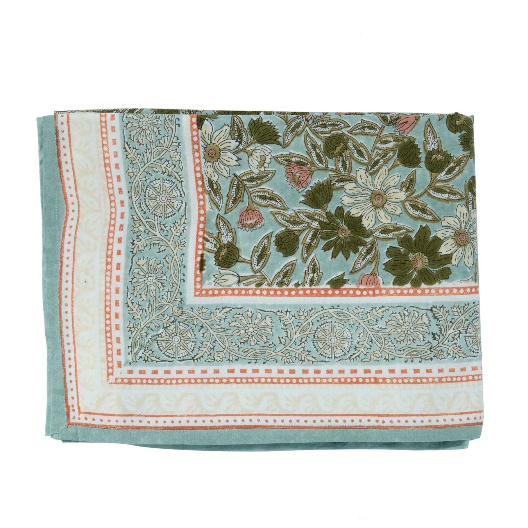 NAPPE IMPRIMÉ FLEURS INDIENNE MEERA BLUE GREEN - Bonheur du Jour - Lili Margaret