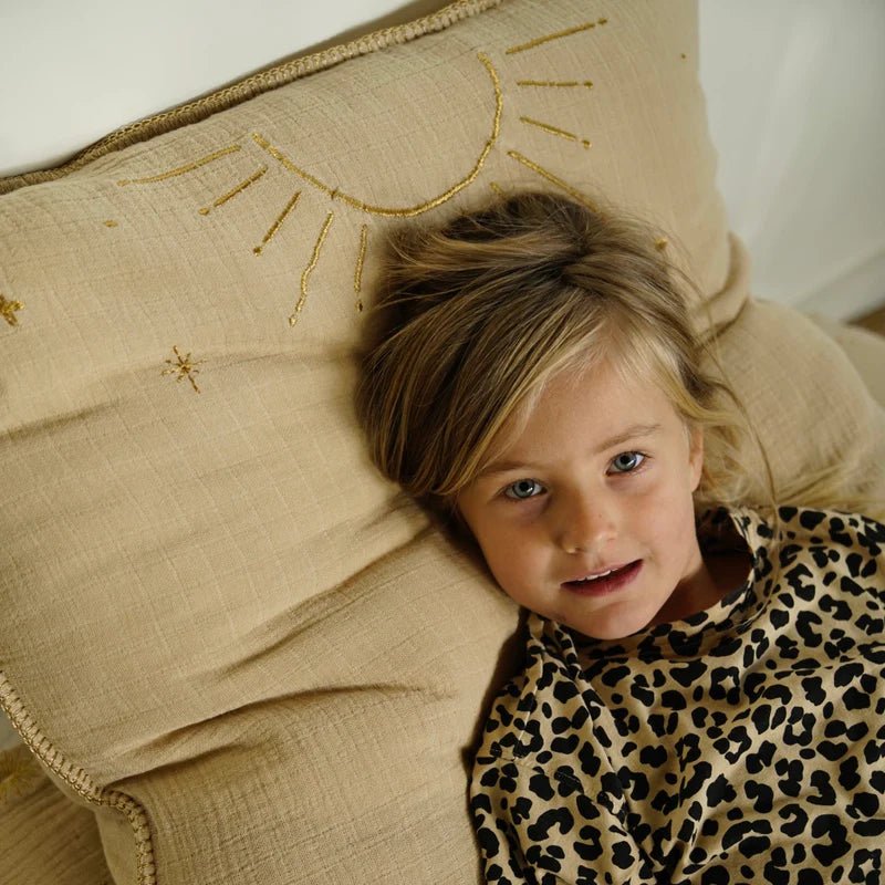 PARURE DE LIT GAZE DE COTON "BEIGE LIN MOTIF DORÉ" - Jacky and Family - Lili Margaret