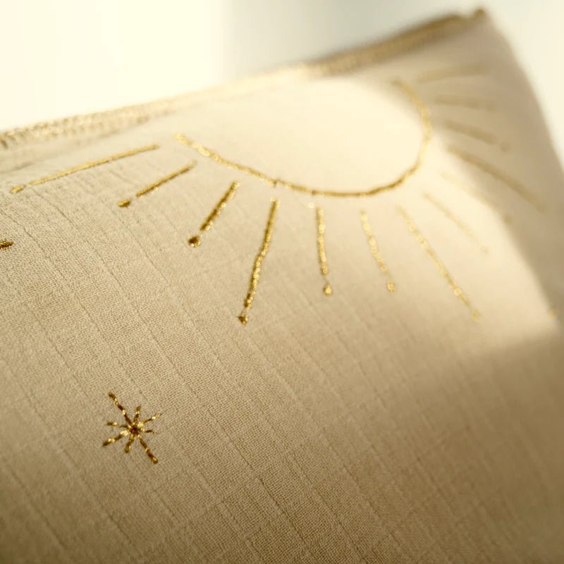 PARURE DE LIT GAZE DE COTON "BEIGE LIN MOTIF DORÉ" - Jacky and Family - Lili Margaret