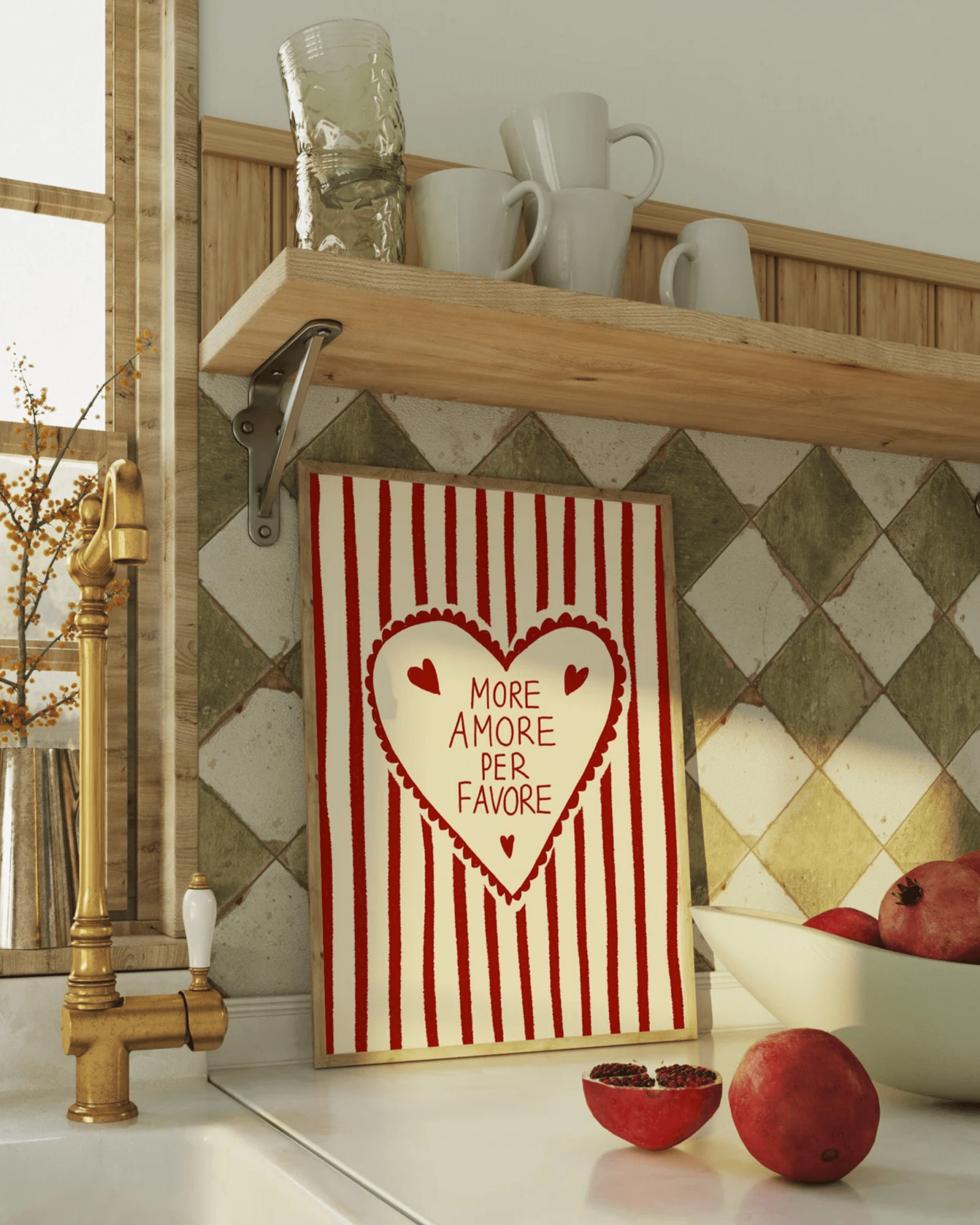 POSTER MURAL COLORÉ A RAYURES MORE AMORE - Lili Margaret