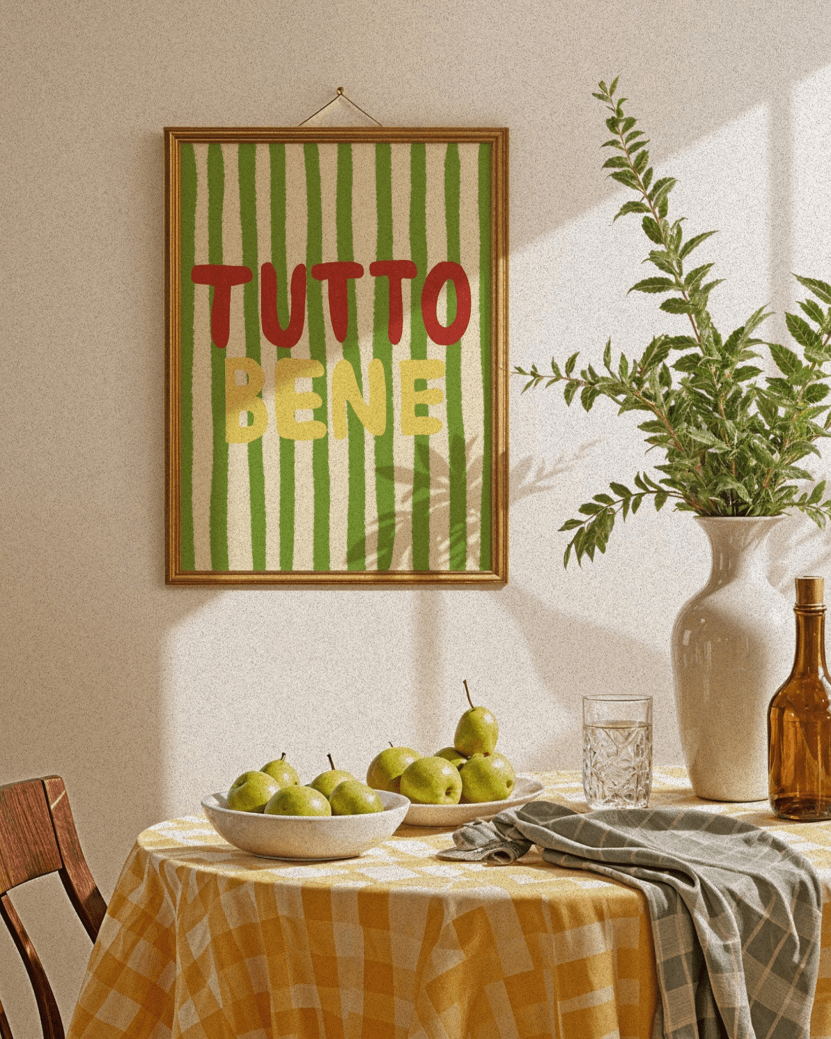 POSTER MURAL RAYURES COLORÉES ITALIE TUTTO BENE - Lili Margaret