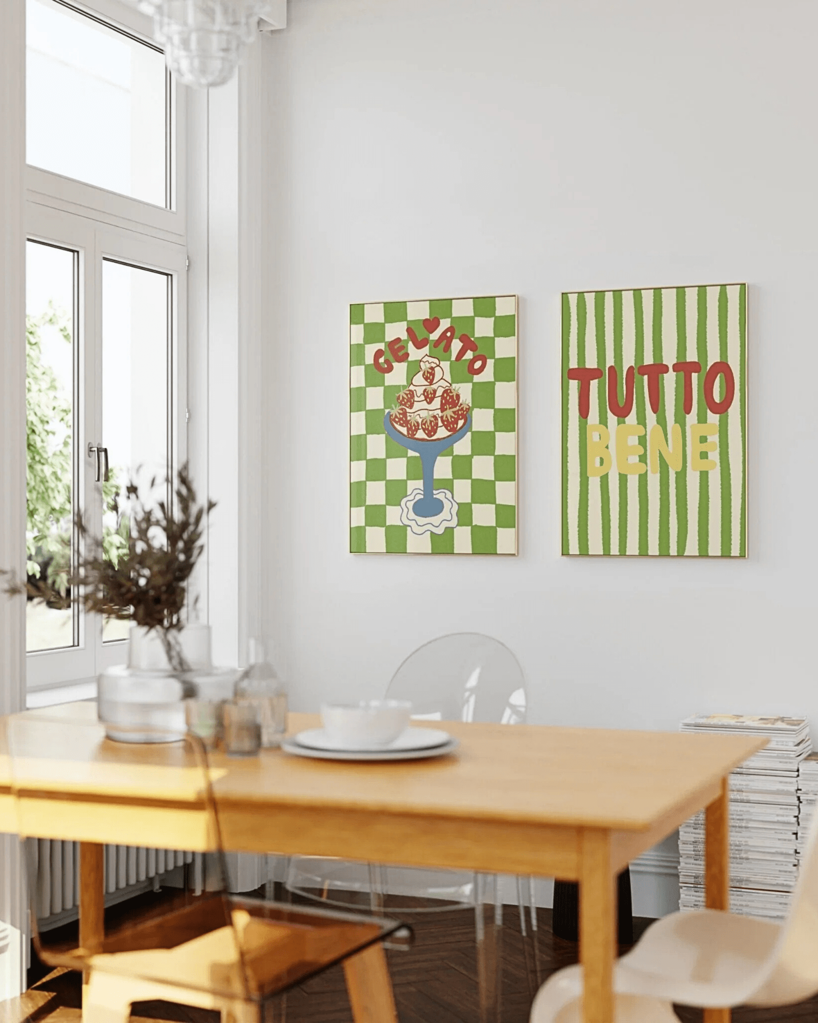 POSTER MURAL RAYURES COLORÉES ITALIE TUTTO BENE - Lili Margaret