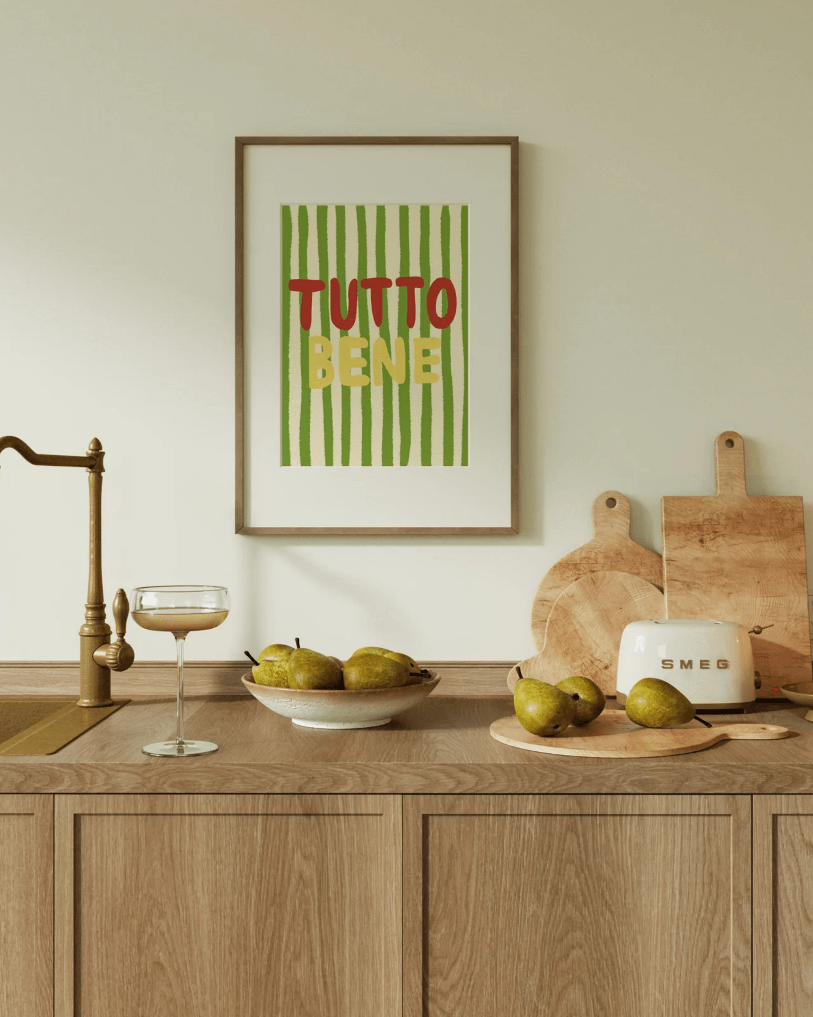 POSTER MURAL RAYURES COLORÉES ITALIE TUTTO BENE - Lili Margaret