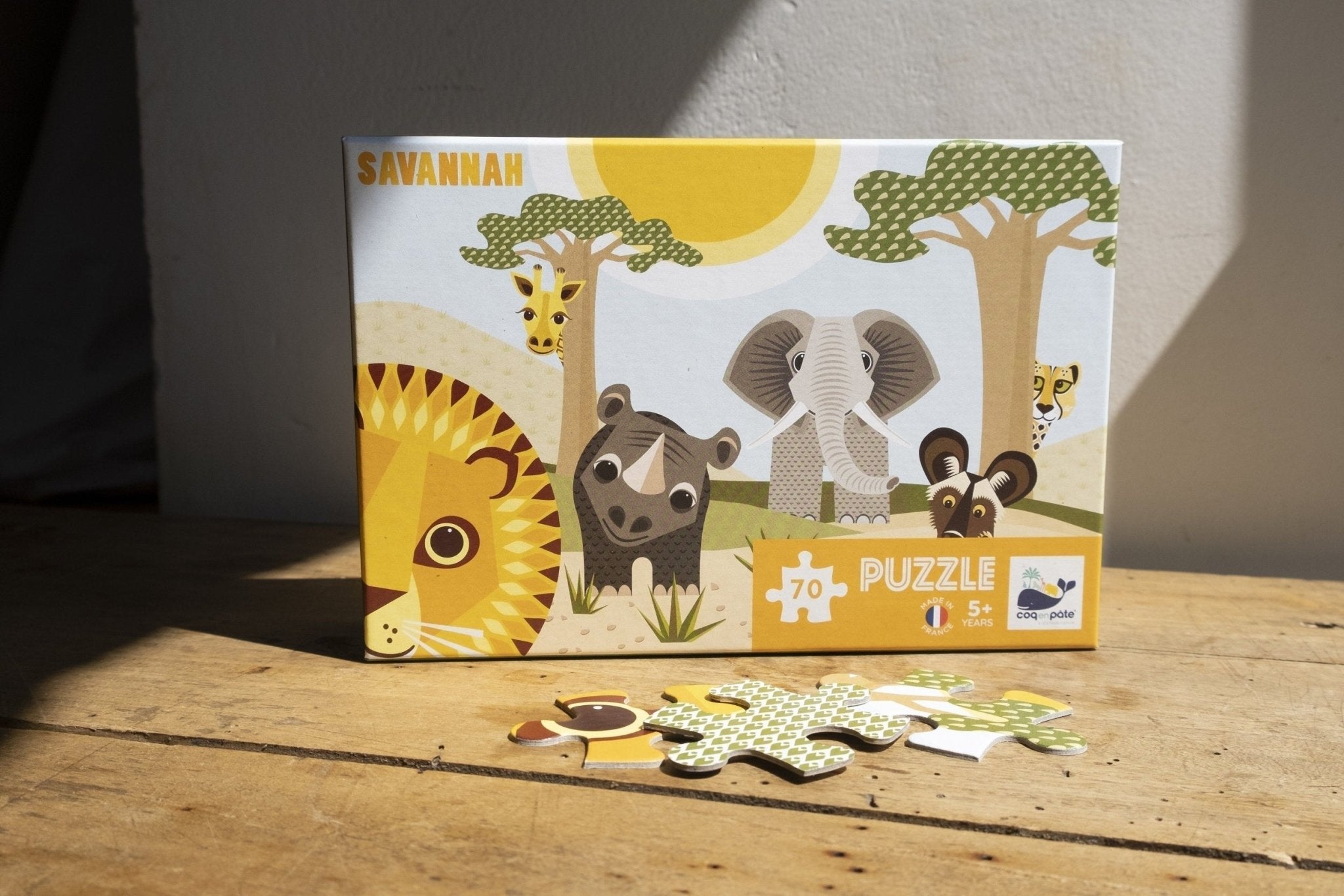 PUZZLE ENFANT ANIMAUX SAVANNAH EN CARTON RECYCLÉ - Coq en pâte - Lili Margaret
