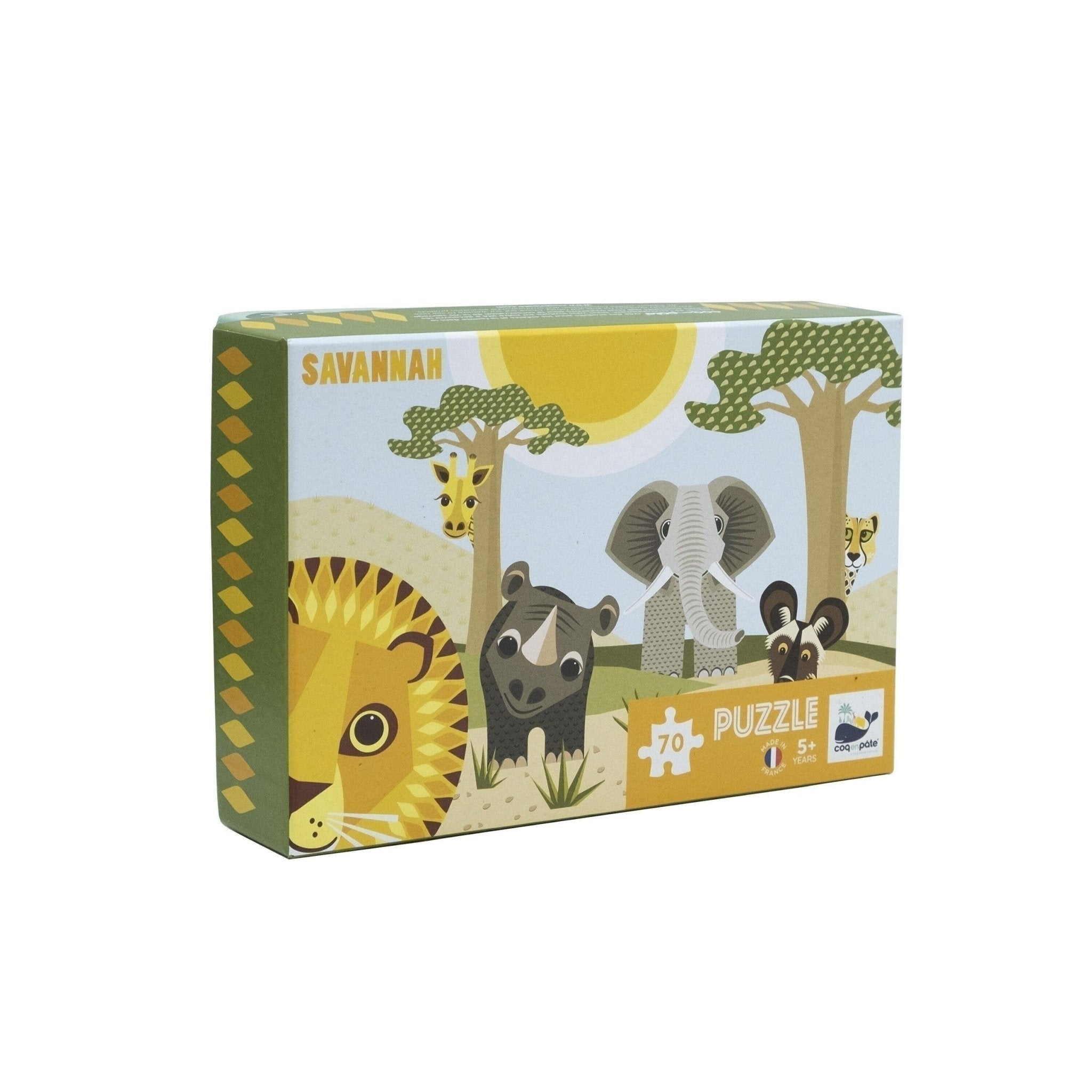PUZZLE ENFANT ANIMAUX SAVANNAH EN CARTON RECYCLÉ - Coq en pâte - Lili Margaret