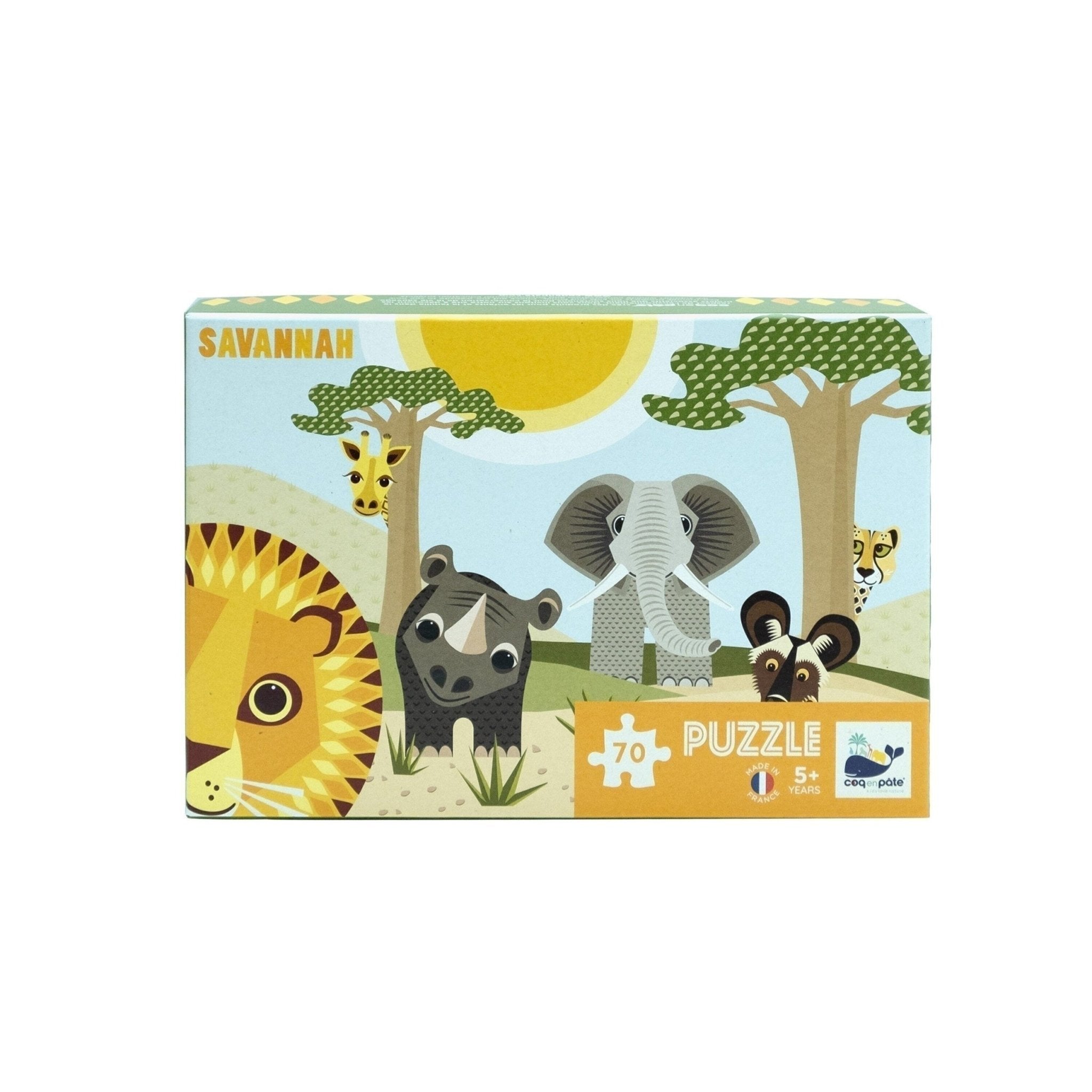 PUZZLE ENFANT ANIMAUX SAVANNAH EN CARTON RECYCLÉ - Coq en pâte - Lili Margaret