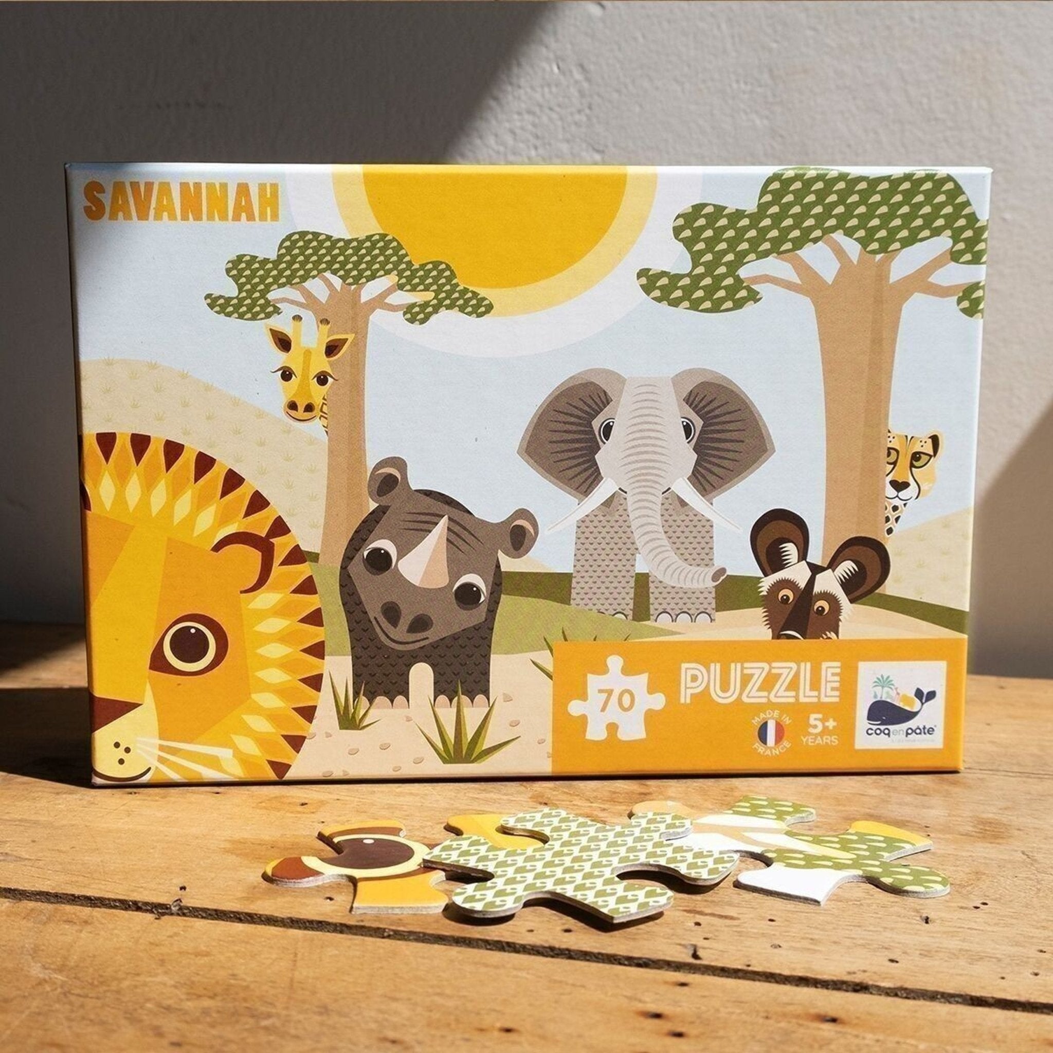 PUZZLE ENFANT ANIMAUX SAVANNAH EN CARTON RECYCLÉ - Coq en pâte - Lili Margaret