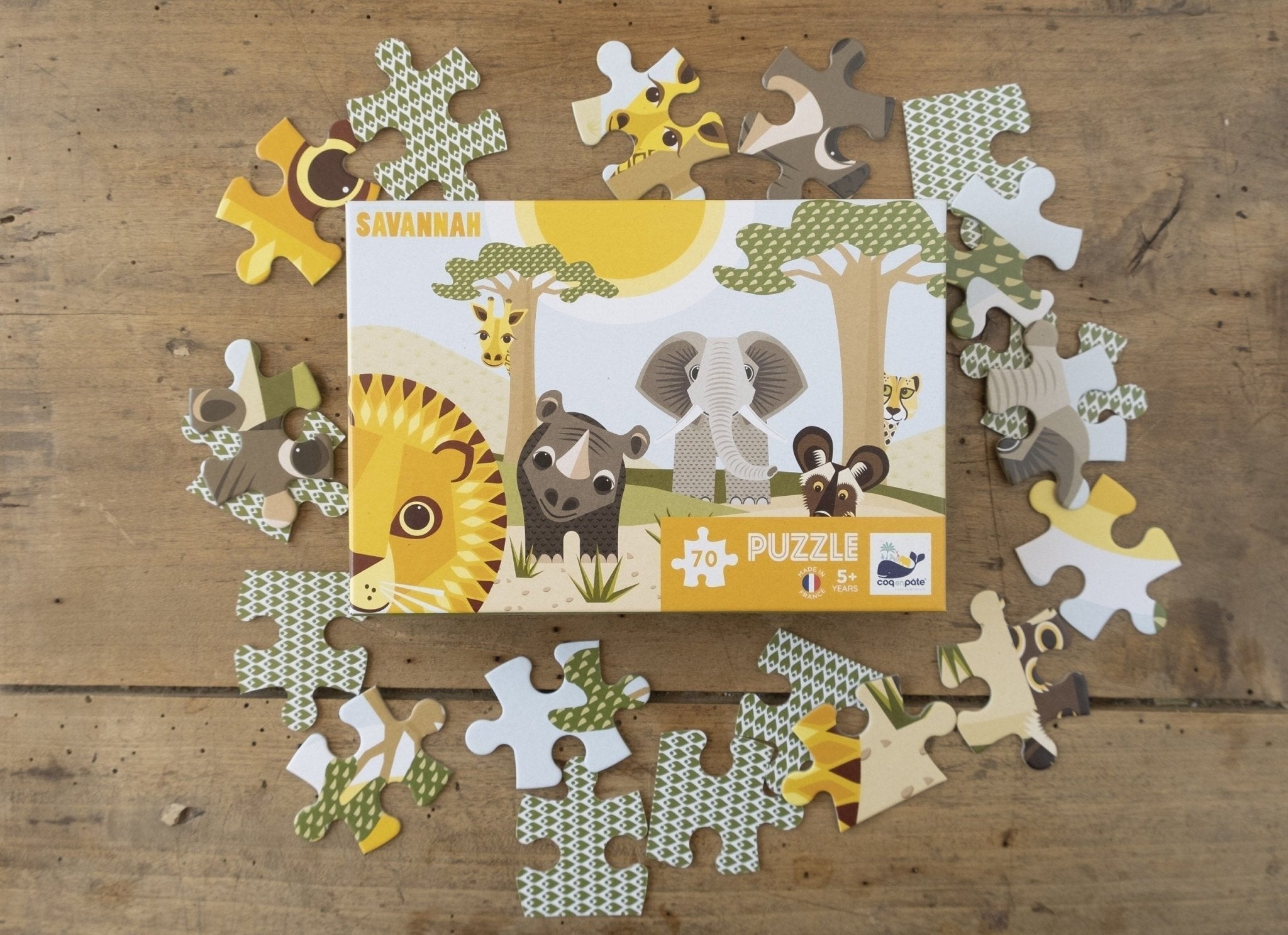 PUZZLE ENFANT ANIMAUX SAVANNAH EN CARTON RECYCLÉ - Coq en pâte - Lili Margaret