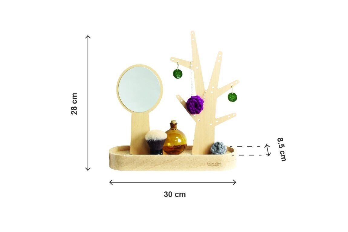 RANGE BIJOUX ET MIROIR EDEN EN BOIS DE HÊTRE - Reine Mère - Lili Margaret
