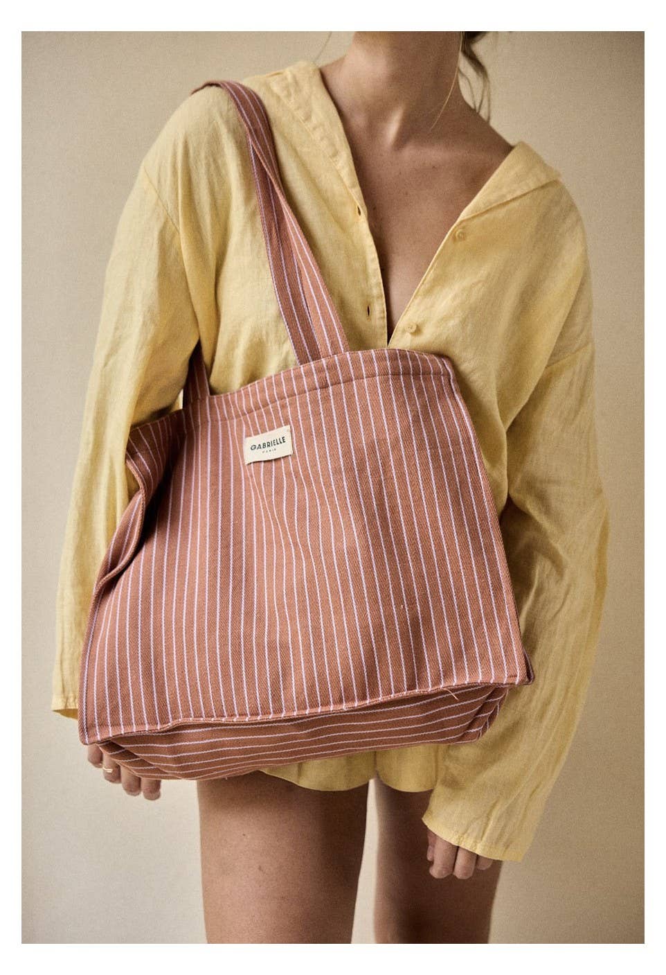 Sac 24H en coton Rayures Lilas - Gabrielle Paris