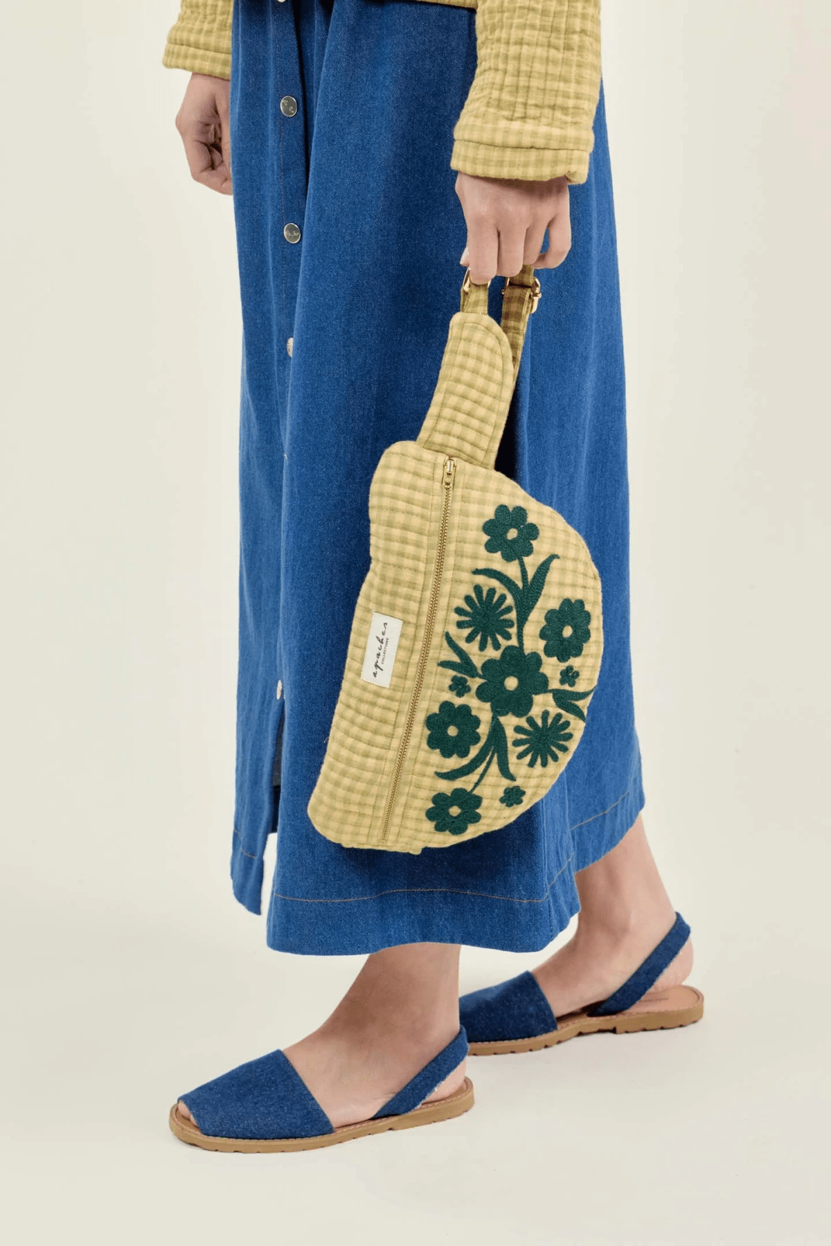 Sac Banane Brodé Khadai Checkmate Khaki - Apaches collections