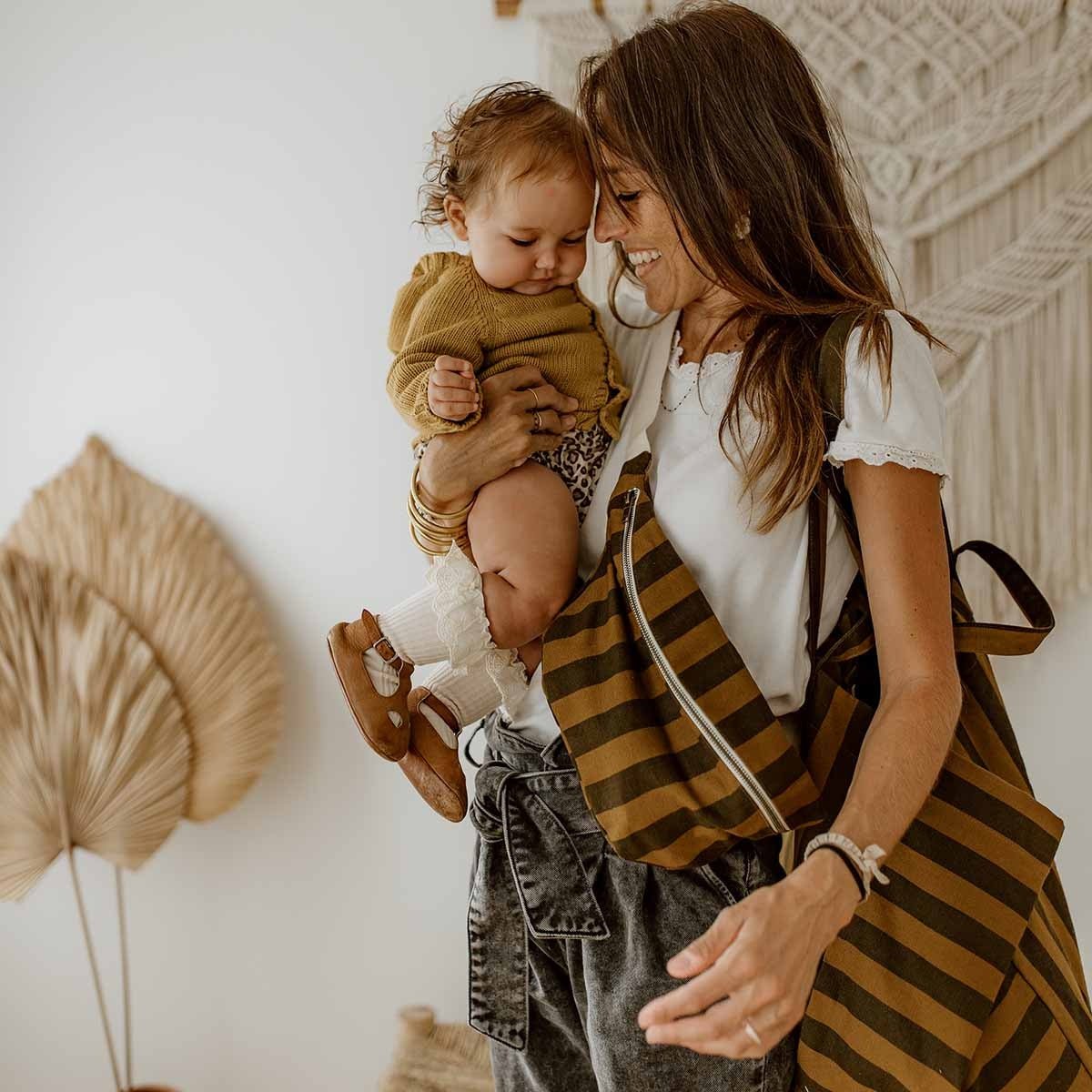 Sac banane femme rayures cumin - Rose in April - Lili Margaret