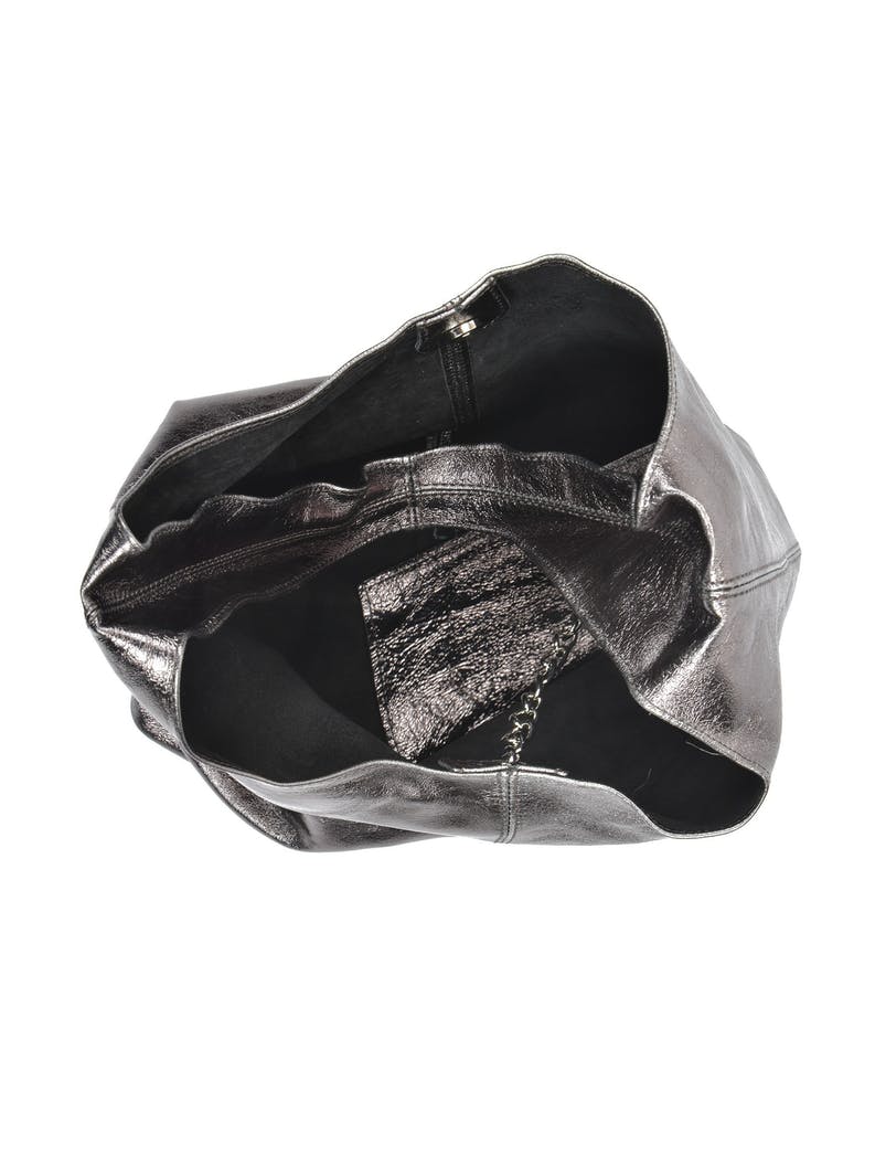 SAC EN CUIR HOBO NOIR ARGENTÉ - Sofia Cardoni - Lili Margaret