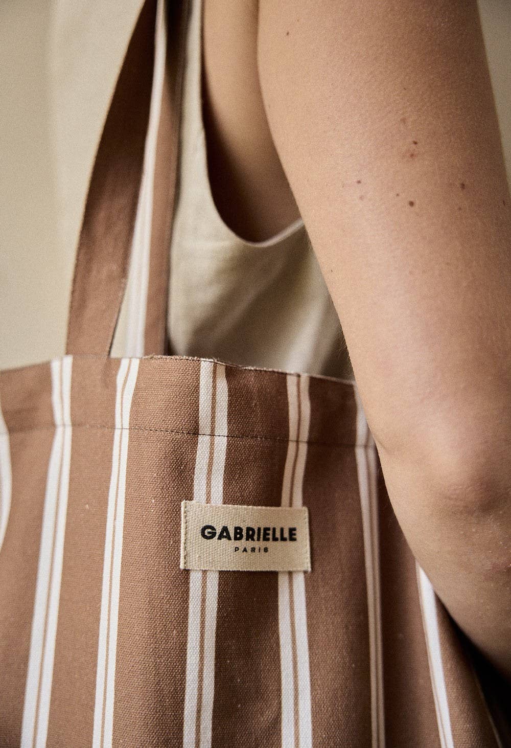 Sac week - end en coton Rayures Noisette - Gabrielle Paris