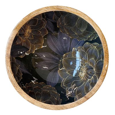 SALADIER BOIS DE MANGUIER Chrysantemum Black - By Room - Lili Margaret