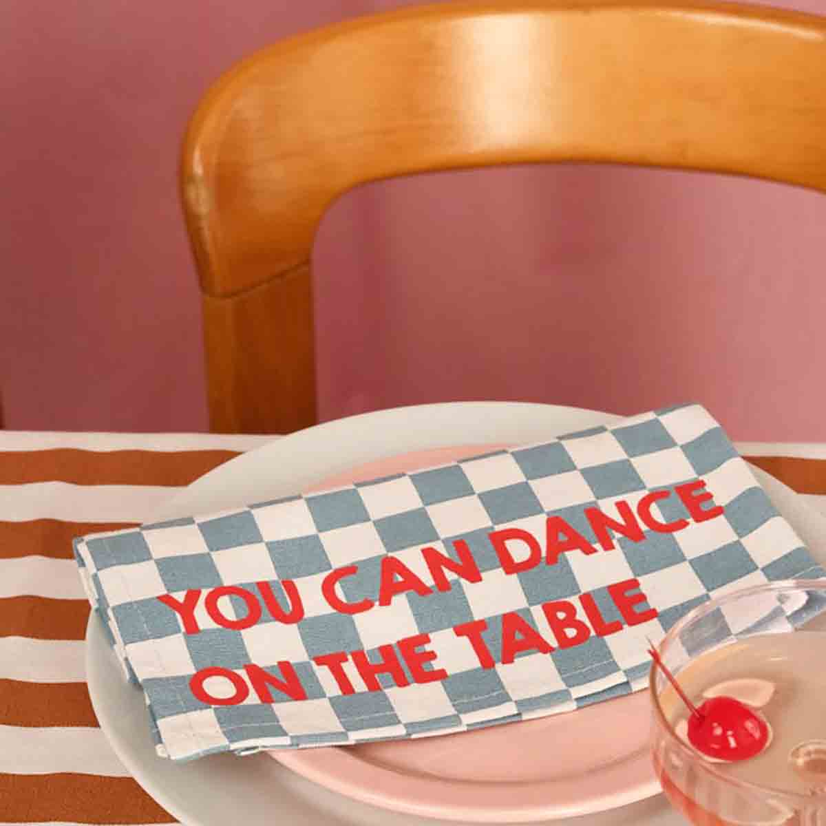 Serviette de table tissu damier bleu - Lot de 2 Joséphine You can dance on the table - Lili Margaret