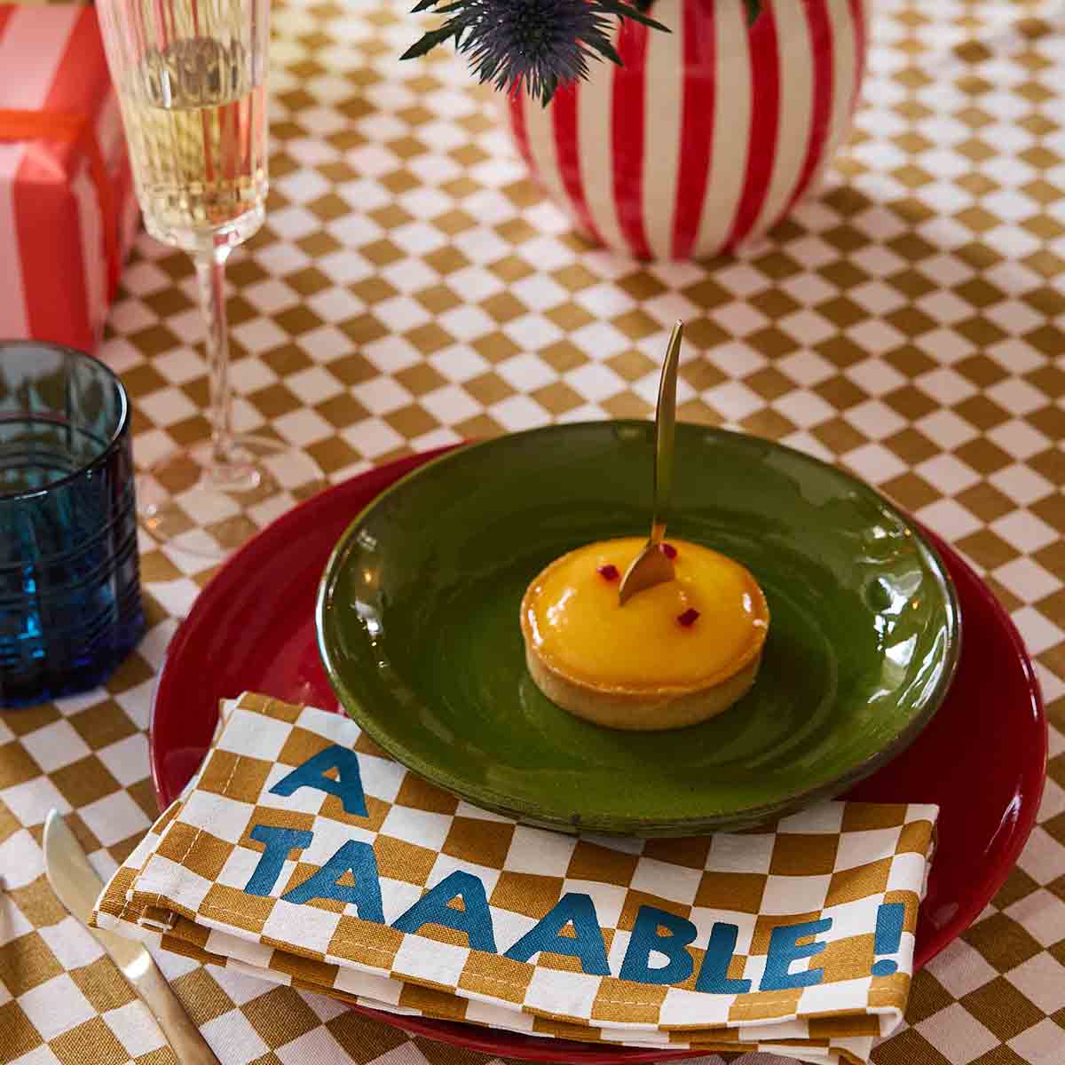 Serviette de table tissu damier caramel - Lot de 2 Joséphine A taaable ! - Lili Margaret