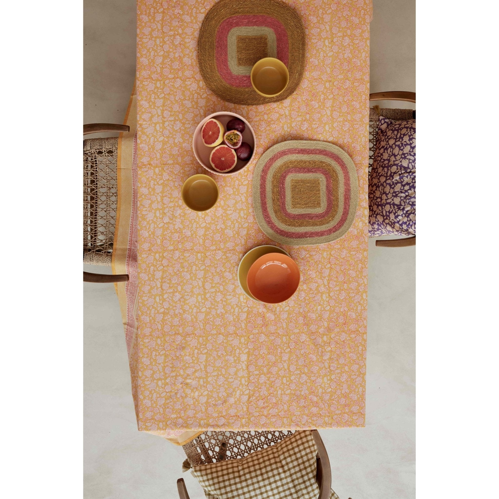 SET DE TABLE EN RAPHIA BOHÈME À RAYURES LARGES - ROSE ET CURRY | | Bonheur du jour - Lili Margaret
